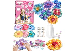 FORTAND Flower Bouquet Art Craft Kit, Poke DIY Creative Activity Kit with with 6 Flowers & 6 Light Strings, Mess-Free Fun for Girls & Boys, Fun & Educational Kids Craft Gift for Girls Boys Ages 4, 5, 6, 7, 8+