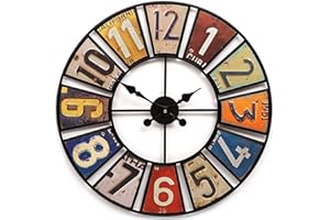 Outdoor Garden Wall Clock, Weatherproof Silent Metal Garden Clock, 24 Inch Retro Large Garden Clock Battery Operated Large Ou