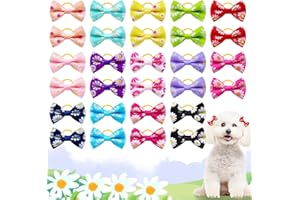 RSACCSKY 20Pcs/10 Pairs Daisy Yorkie Dog Puppy Hair Bows with Rubber Bands Hair Accessories Bow Pet Grooming Cute Pet Small Hair Bowknot (Daisy)