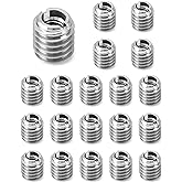 QWORK Stainless Steel Threaded Insert for Hard-Wood, 1/4-20 Internal Threads 20 Pack 5/8" Long Nut Inserts for Hardwoods, Softwoods, Plywood and Composites