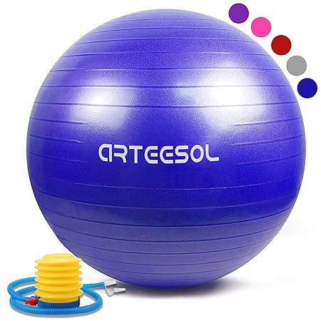 arteesol Gymnastikball 55cm/65cm/75cm Yoga Ball Auti Burst Core Blance Ball mit Schnellpumpe für Pilates Training Fitness Geb