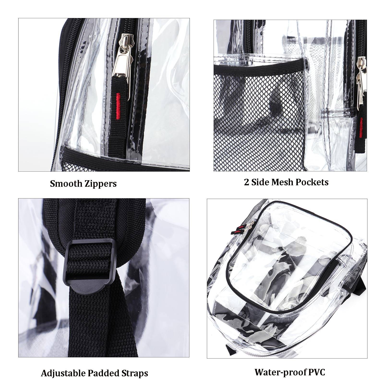 JOMPARO Clear Backpack Heavy Duty Clear Bookbag for School Transparent See Through Book Bags for Boys Girls 16 inch