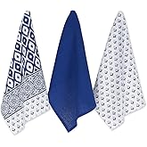 DII Tunisia Blue Market Tabletop and Kitchen Collection, Dishtowel Set, 18x28, Tunisian Prints, 3 Piece