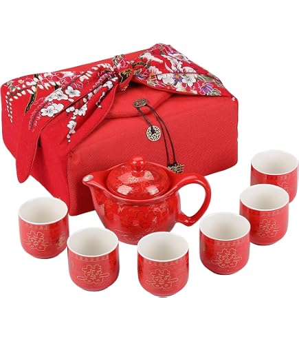 Amazon.com | SJDHAHC Red Chinese Wedding Tea Set - Traditional