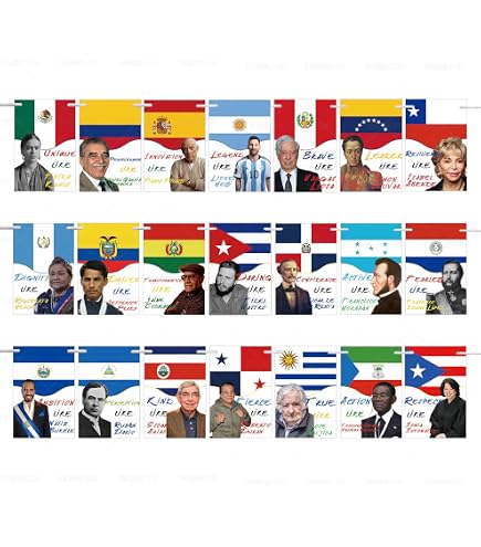 23 Spanish Speaking Countries Flags Banner - 32.8ft String Of Flags For Hispanic Heritage Month Decor