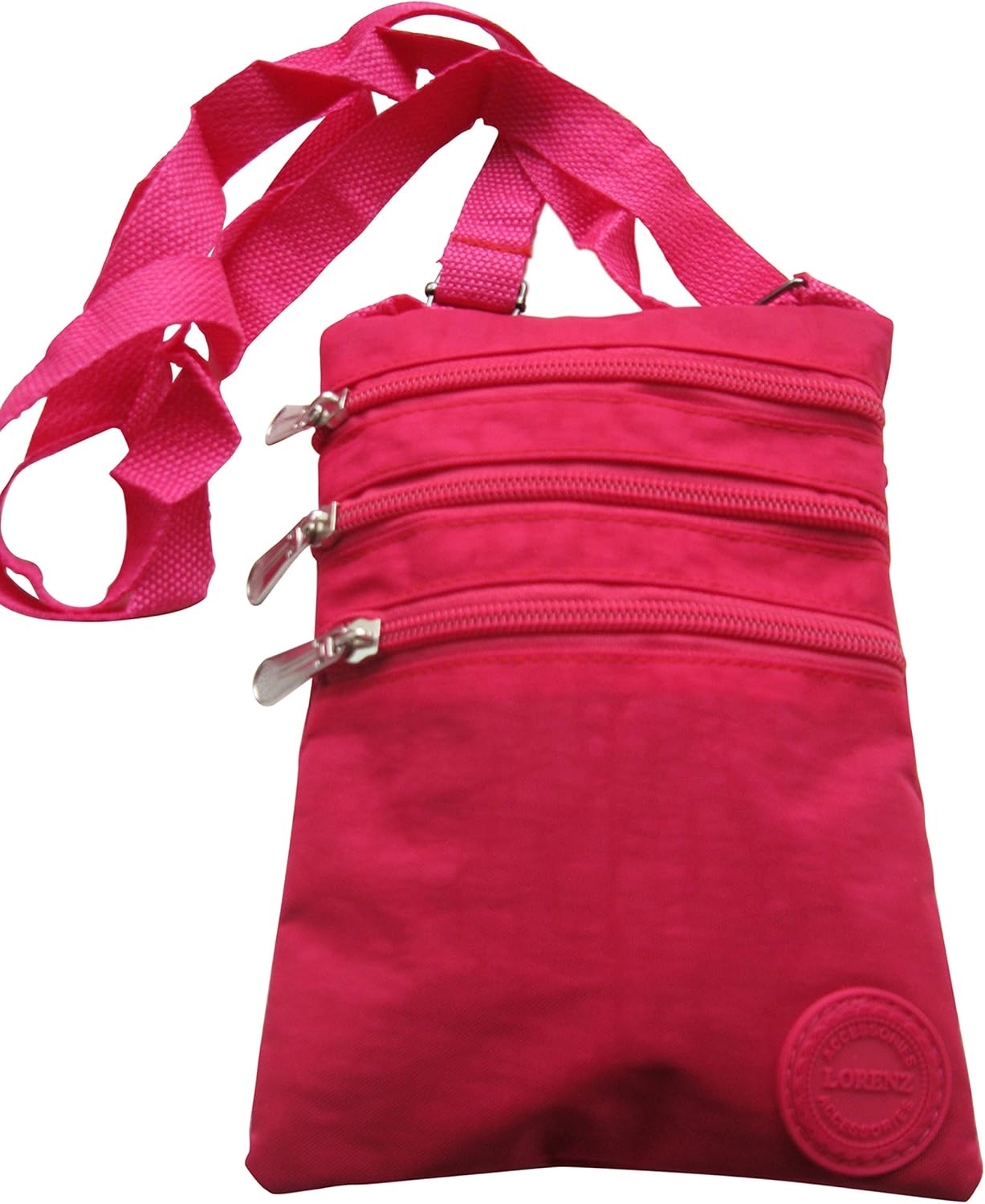 Ladies Crinkled Nylon Small Cross Body Bag Organizer