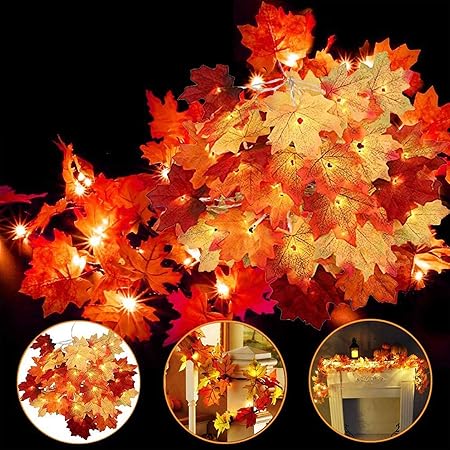 Amazon Com 4 Pack Thanksgiving Fall Decorations Leaf Garland String Lights For Indoor Outdoor 10 Ft 20 Led Maple Leaves Light 3 Aa Battery Operated Decor Home Party Fireplace Harvest 4pack Lighted Fall