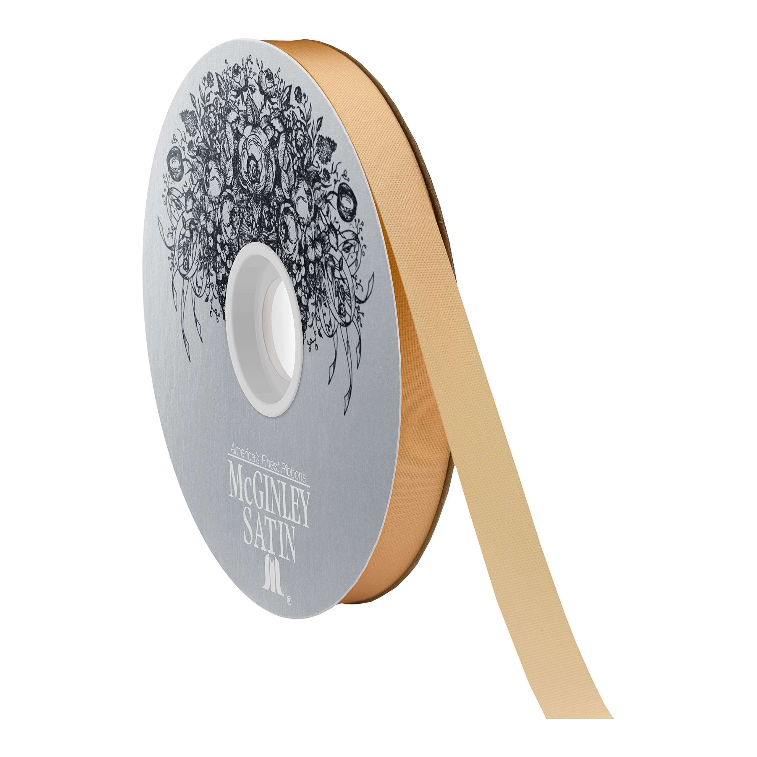 McGinley Satin #3 Size Ribbon for Crafting, 100 Yards (Old Gold)