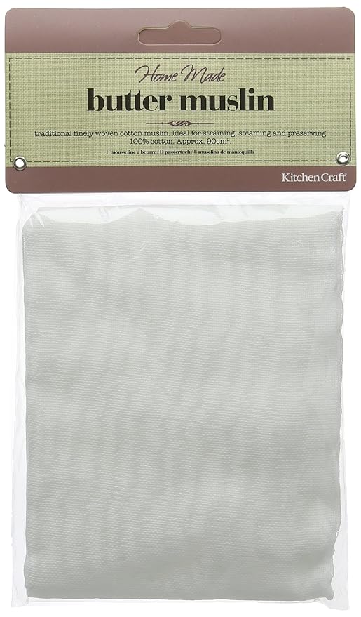 KitchenCraft Home Made Butter Muslin Cloth for Straining, Cotton, White