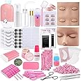 Pretty memory Eyelash Extension Kit for Beginners, 343 Pcs Lash Extension Kit with Everything Includes 2 Mannequin Heads Facial Mister Tweezers Glue USB Fan for Practice Training
