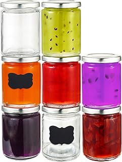 Praknu 25 Marmeladengläser 230 ml mit Deckel, Etiketten - Luftdichte Einmachgläser zum Einkochen & Konservieren