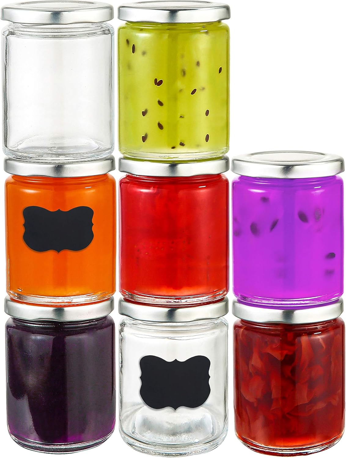 Praknu 25 Marmeladengläser 230 ml mit Deckel, Etiketten - Luftdichte Einmachgläser zum Einkochen & Konservieren