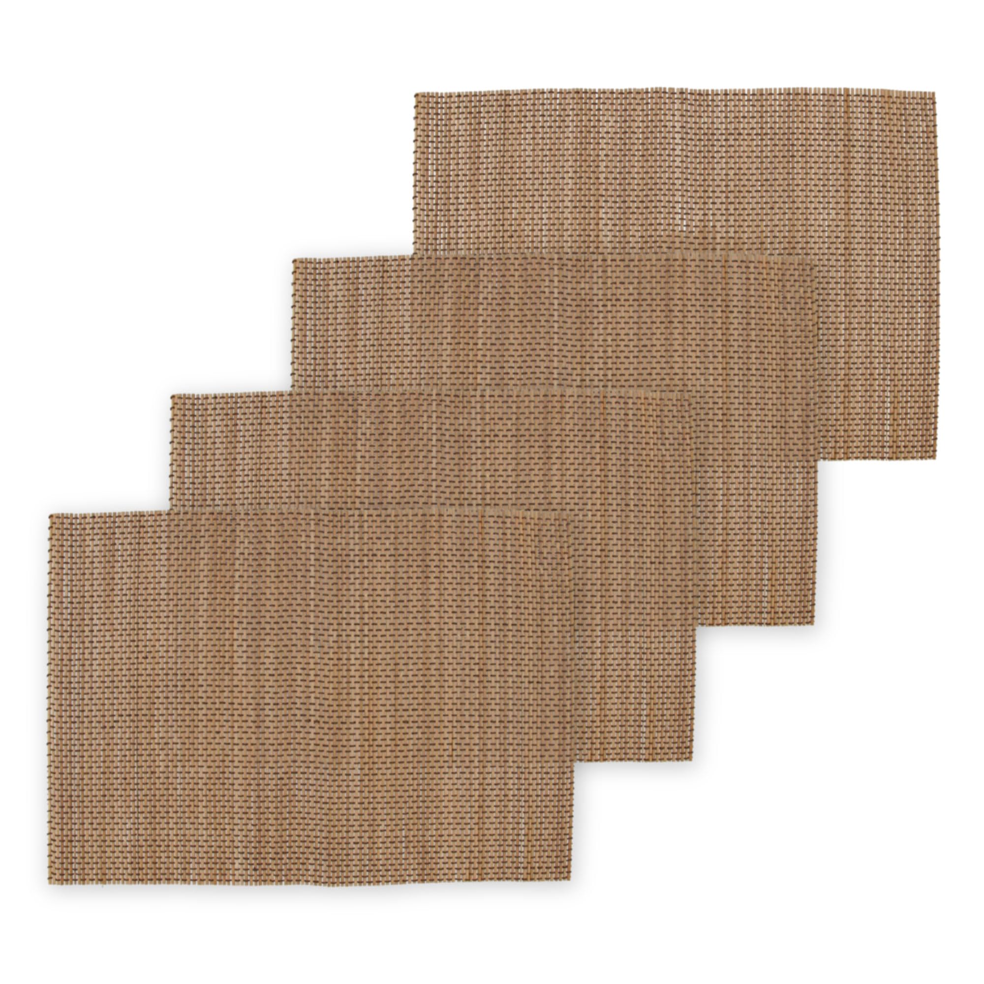 BambooMN Bamboo Placemat/Sushi Rolling Mat - 18.5" x 13" - Brown with String, 4 pcs