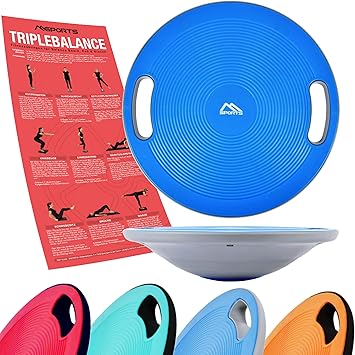 MSPORTS Balance Board Premium 40 cm Durchmesser inkl. Übungsposter - Therapiekreisel Physiotherapie Wackelbrett