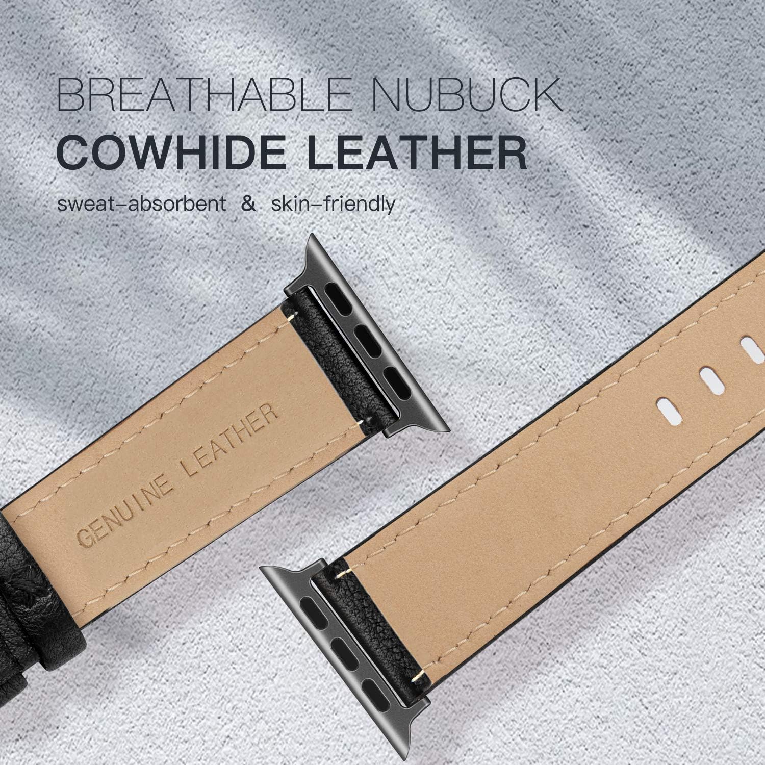 EDIMENS Leather Bands Compatible with Apple Watch 42mm 44mm Band Men Women, Vintage Genuine Leather Wristband Replacement Band Compatible for Apple Watch iwatch Series 6 5 4 3 2 1, SE Sports & Edition