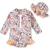 Aalizzwell Baby Girls Long Sleeve One Piece Swimsuit with Hat