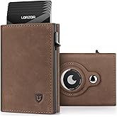 Mens Wallet for Apple AirTag - Genuine Leather Minimalist Pop up Smart Wallet for Men, Air Tag Holder, Slim RFID, Modern Mens Wallet (AirTag Not Included)
