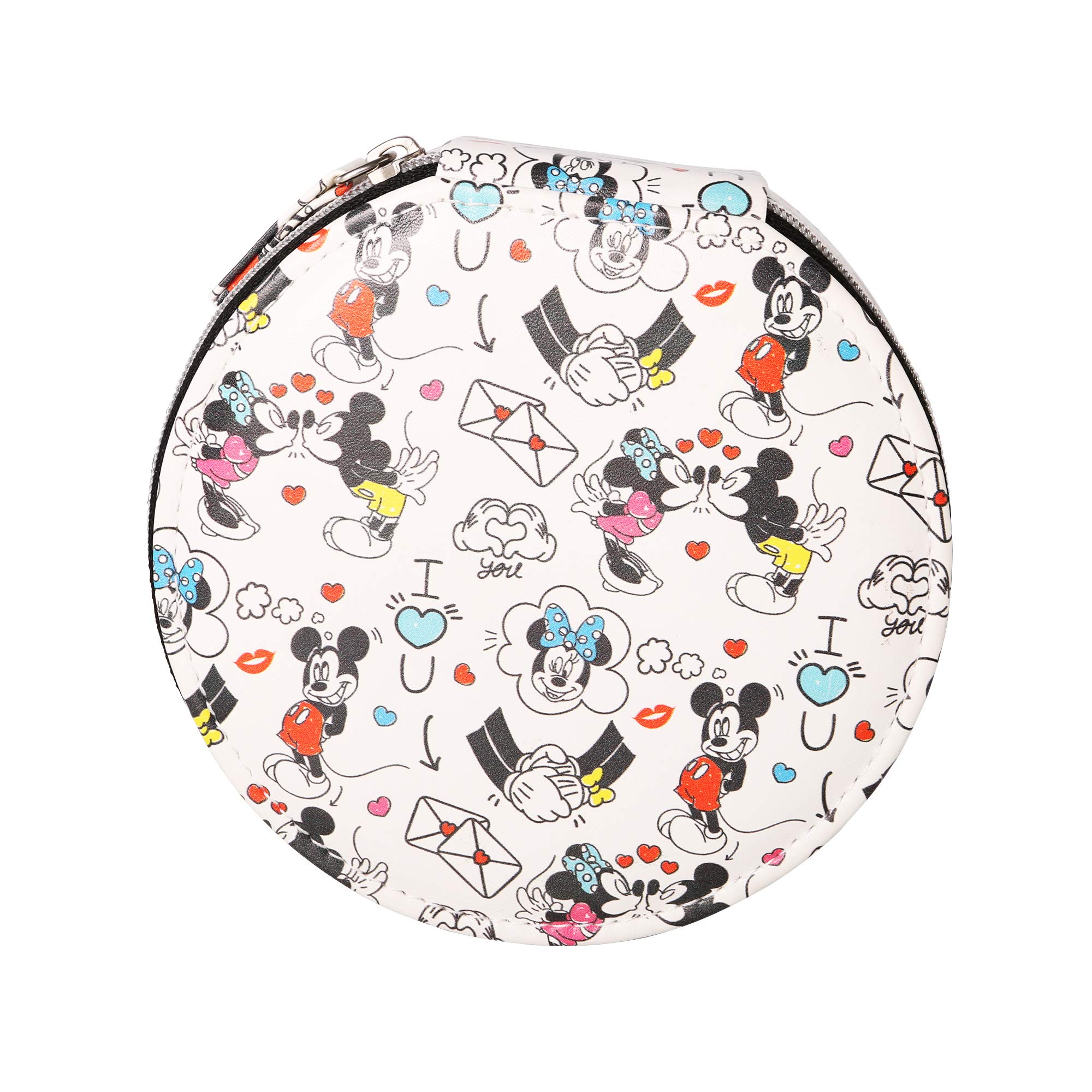 Disney Mickey and Minnie Mouse I Love You Faux Leather Travel Jewelry Box Organizer