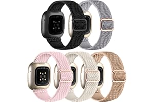 Adorve Compatible with Fitbit Versa 3 Bands/Fitbit Versa 4 Band/Fitbit Sense Bands for Men Women, Adjustable Stretchy Solo Loop Elastic Nylon Sport Strap for Smart Watch Replacement