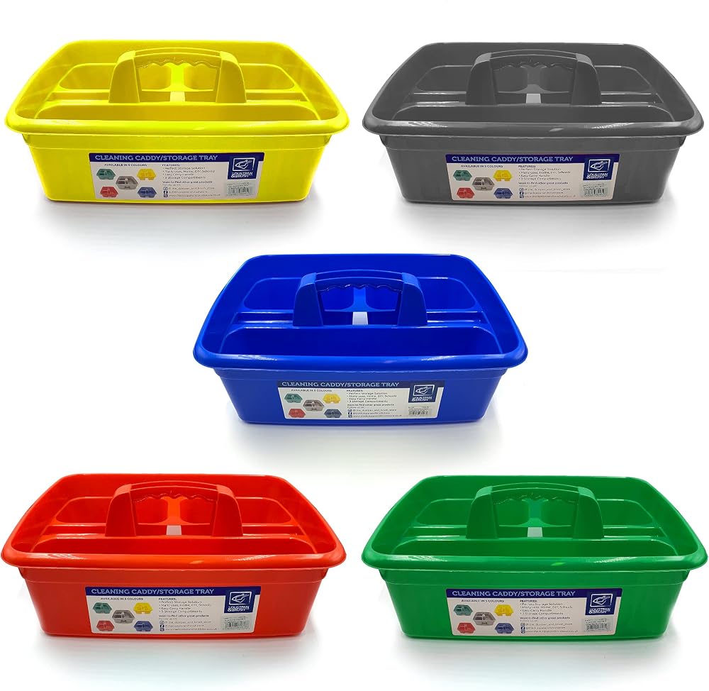 TDBS Cleaning Caddy Kitchen Organiser with Handle Multi Compartment Tray