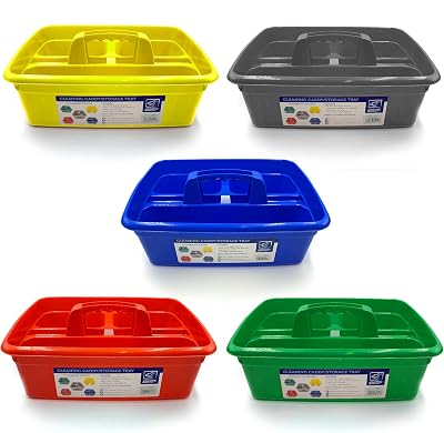 TDBS Cleaning Caddy Kitchen Organiser with Handle Multi Compartment Tray