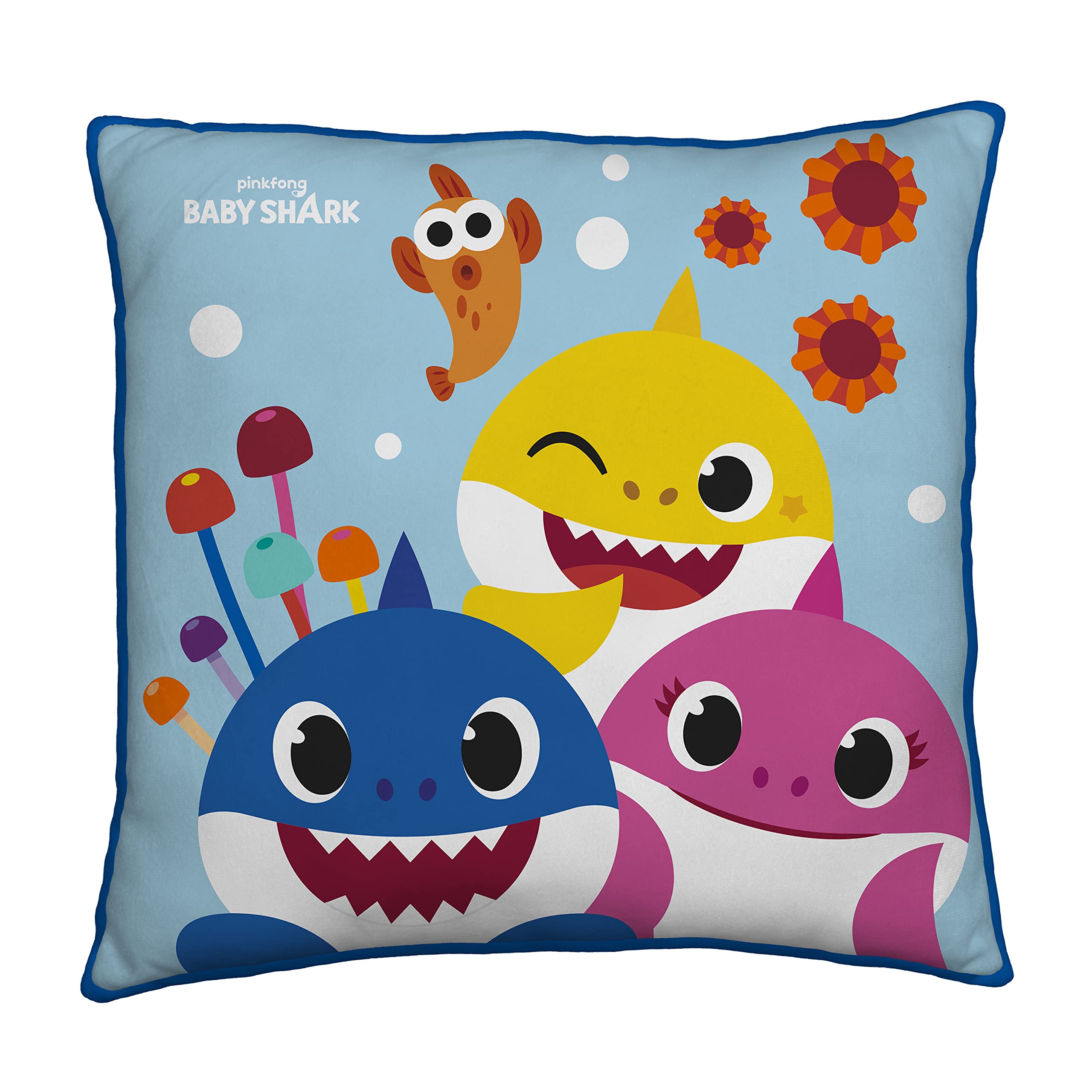 Baby Shark Rainbow Square Cushion Pillow | Rainbow Design | Officially Licensed Reversible Two Sided Design,Multicolor,40 x 40,BSHRAICU001UK