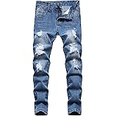 Lanscadran Boy's Ripped Distressed Skinny Fit Fashion Slim Washed Kids Denim Jeans Pants