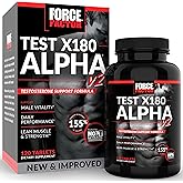 Force Factor Test X180 Alpha v2 T-Support for Men, T-Supplement to Help Build Strength, Boost Nitric Oxide, and Support Daily Performance, 120 Tablets