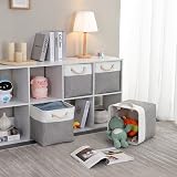 Mangata Canvas Storage Boxes 33x38x33cm Set of 4 Grey White Large Foldable view 3