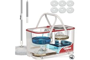 RinseWise Mop Bucket Separate Dirty Water, Spin Mop Bucket System, 4-Chamber Mop and Bucket with Wringer Set Cleaning Supplie