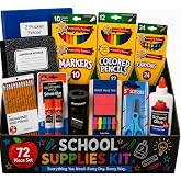 72 Piece School Supplies Set for Kids, Includes Crayons, Pencils, Notebooks, Glue and More, Back to School Supply Essentials for Elementary Girls, Boys, Student, Classroom and Office