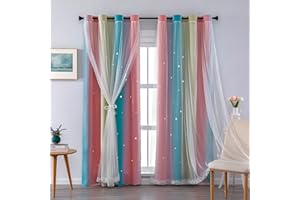 XiDi Ombre Pink and Blue Blackout Curtains,72 Inch Length 2 Panels,Grommet Thermal Insulated Gradient Drapes for Kids Bedroom