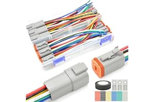 ALFOCI 6 Set 6 Pin Waterproof Connector Automotive Electrical Butt DT Connector 16 AWG Wire Connectors Kit with Waterproof Heat Shrink Tubing for Car Truck Boat, 6 Kits (D- 6Pin Wiring 6Pair)