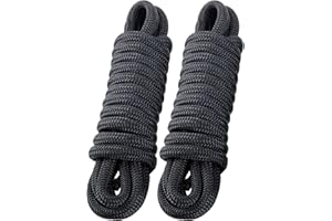 J-FM TWNTHSD Dock Lines: 3/4" x 35' Double Braided Nylon Boat Dock Lines - Premium Boat Ropes for Docking with 18" Loop - Marine Grade Boat Rope/Dock Line, Sturdy Mooring Marine Rope - 2 Pack (Black)