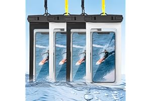 QIRUICOMY Waterproof Phone Pouch, Waterproof Phone Case for iPhone 16 15 14 13 12 Pro Max XS Samsung, IPX8 Cellphone Dry Bag Beach Essentials -8.5" (Black Clean 4 Pack)