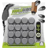 GorillaGlides 1 Inch Chair Sliders/Furniture Floor Protectors (16 Furniture Glides) Self-Adhesive Screw On Chair Glides for Sliding on Low-Pile Carpet &amp; Hard Surface Floors, Round