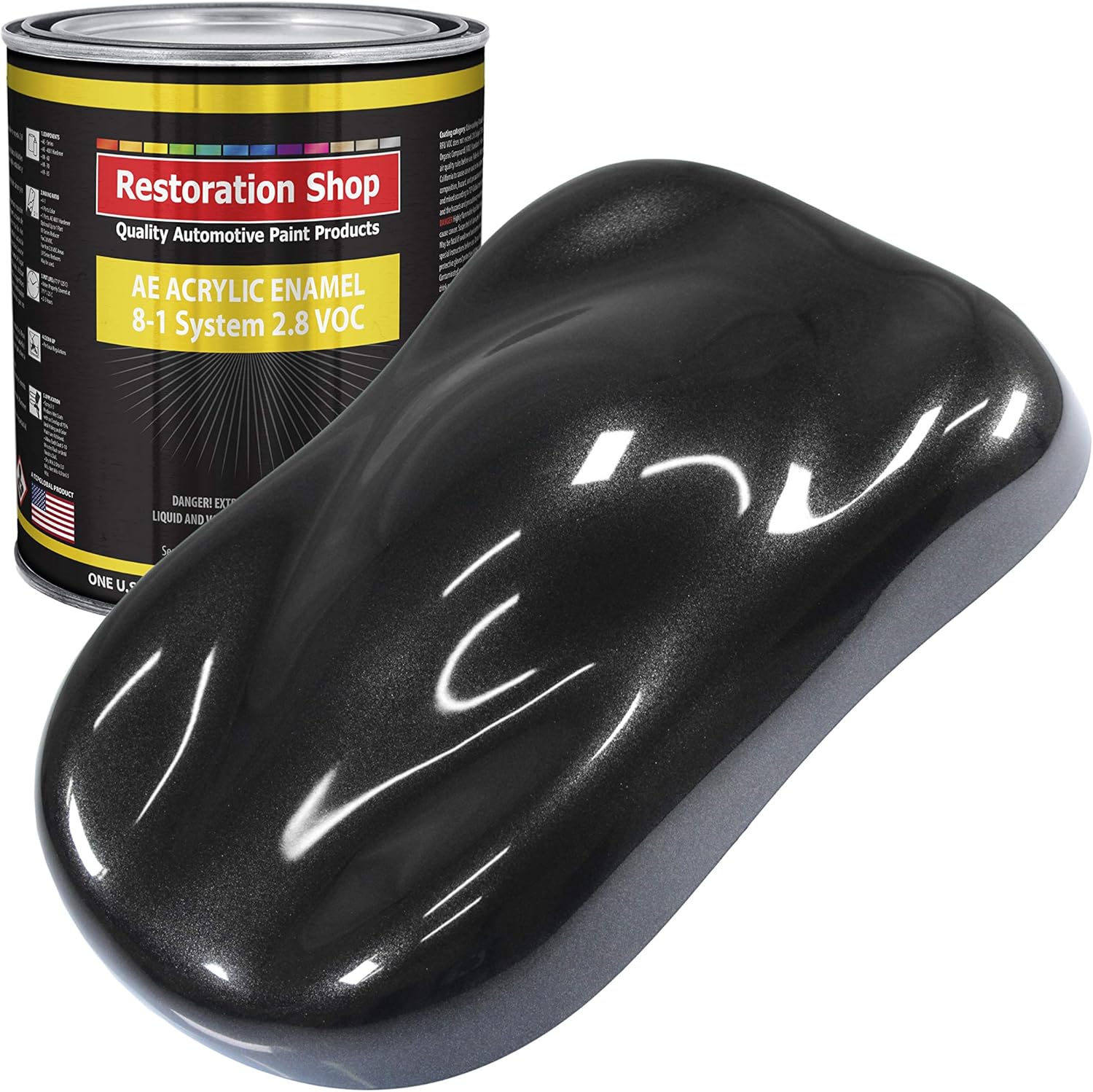 Amazon Com Restoration Shop Black Sparkle Metallic Acrylic Enamel Auto Paint Gallon Paint Color Only Professional Single Stage High Gloss Automotive Car Truck Equipment Coating 2 8 Voc Automotive