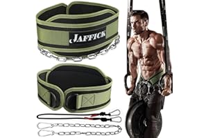 Jaffick Dip Belt with Steel Chain for Weightlifting Pullup Gym Weighted Lifting Belt for Powerlifting Squat Bodybuilding Waist Support for Both Men and Women