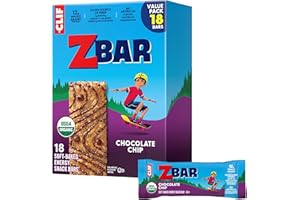 CLIF KID ZBAR Zbar - Chocolate Chip - Soft-Baked Energy Snack Bars - Non-GMO - 12g Whole Grains - USDA Organic Granola Bars (18 Pack)