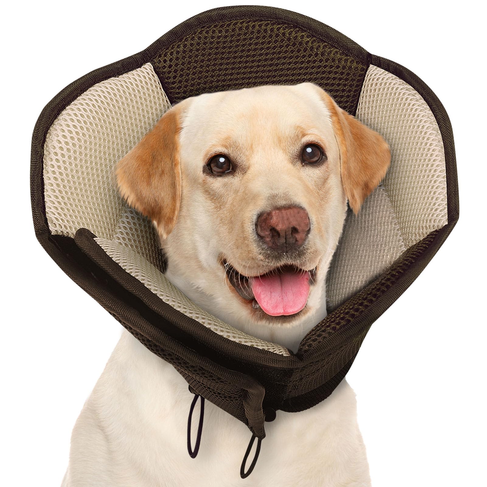 AOFITEE Dog Cones for Large Dogs, Soft Cone for Dogs to Stop Licking, Adjustable Large Dog Cone Collar After Surgery, Breathable Pet Recovery Cones Elizabethan Collars for Wound Healing, Brown X-Large