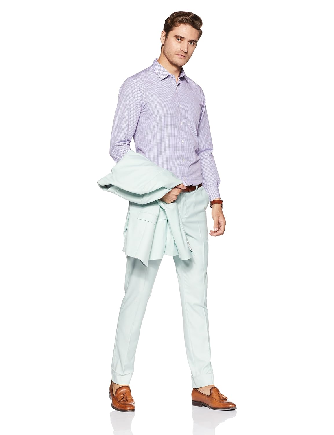 peter england men's checkered slim fit formal shirt