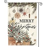 AVOIN colorlife Merry Christmas Garden Flag 12x18 Inch Double Sided Outside, Winter Holiday Yard Outdoor Decorative Flag