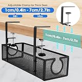 Luqixcey No Drill Under Desk Cable Management Tray Sturdy Metal Clamp Black view 3