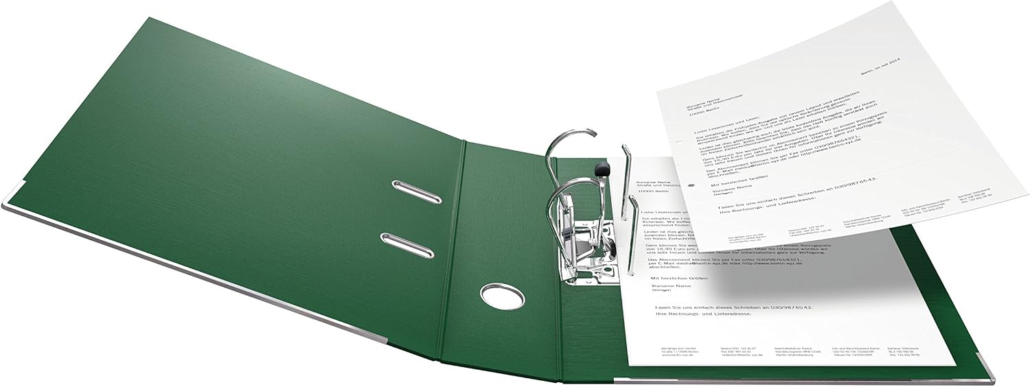 FALKEN Original 10-pack Green A4 Ring Binder File Folder Set. Made in Germany. Plastic, 8 cm wide, 600 sheet capacity, FSC certified - Image 5