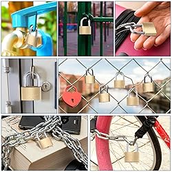 Yaocom 24 Pcs Solid Brass Keyed Padlock, Small