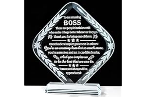 Movdyka Boss Gifts Crystal Engraved Best Boss Gifts for Men Women - Great Bosses Day Birthday Going Away Leaving Retirement Farewell Appreciation & Thank You Gift for Boss Keepsakes Decor