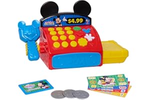 Disney Jr. Mickey Mouse Clubhouse Cash Register with Sounds, Phrases, and Pretend Play Money, 10-Pieces, Holiday Stocking Stuffers, Gifts, Presents, Ages 3 and Up by Just Play