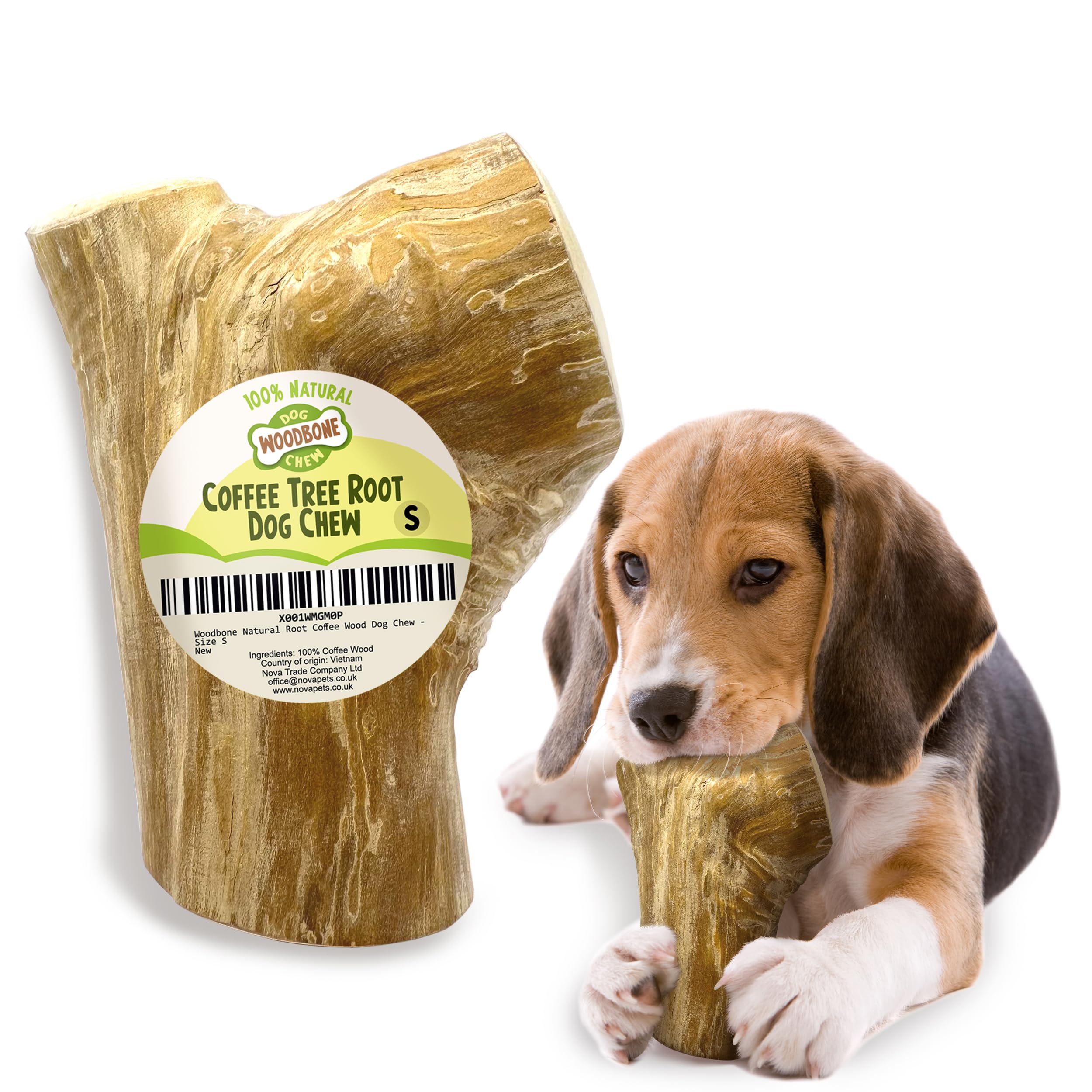 Woodbone Coffee Tree Root Dog Chew for Small Dogs - Natural Wood Dental Chewing Toy - Size S