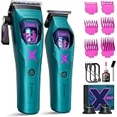 SUPRENT X-Cyber Pro Hair Clippers 8000RPM Brushless Outer Rotor Motor | 8000RPM High Torque Motor, DLC Blade, Fade Clippers, Barber Trimmer Set, Magnetic Guards，Detachable Blade