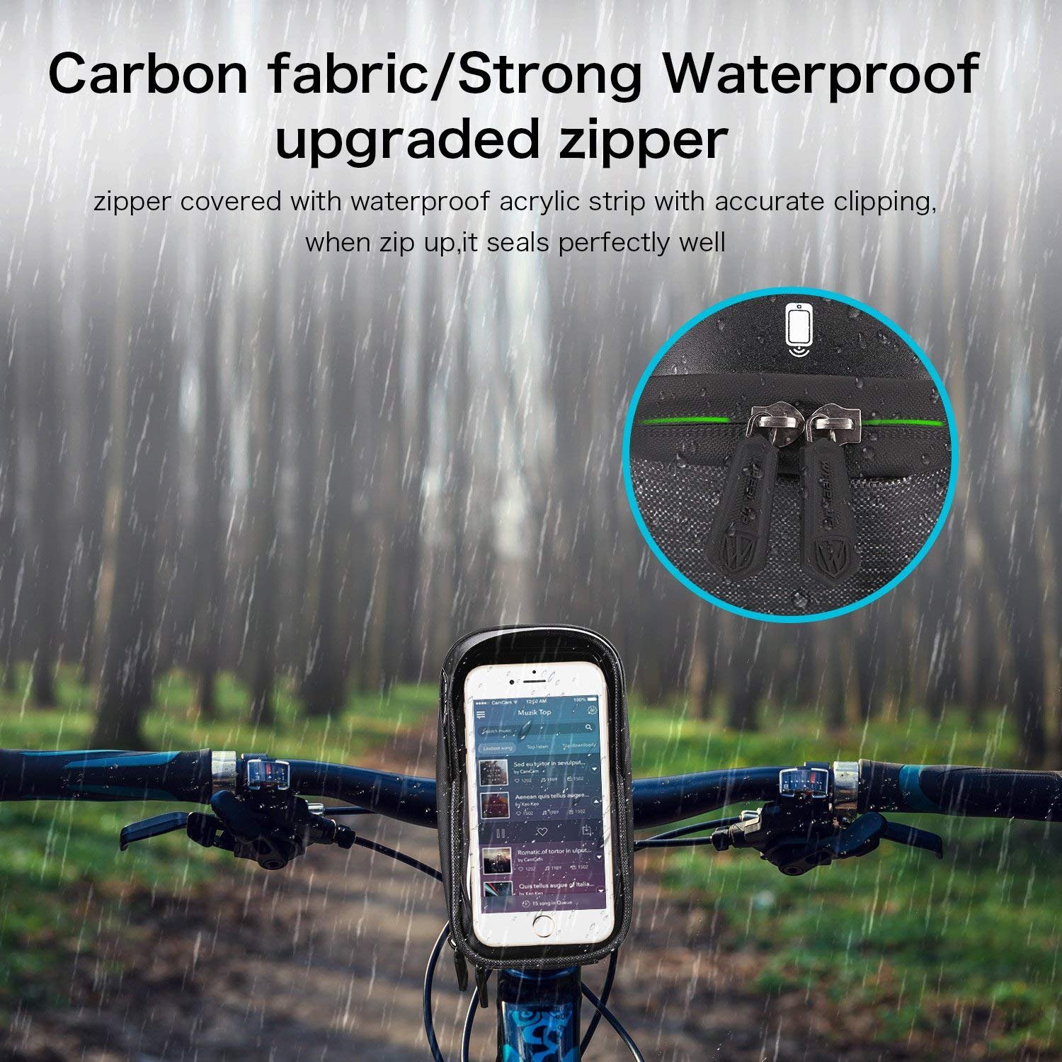 bedee Borsa Telaio Bici, 6 inch con TPU Touch-screen Porta Cellulare Bici, Borsa Impermeabile da Manubrio per Biciclette, Borse Biciclette Supporto Bici MTB BMX (Nero)